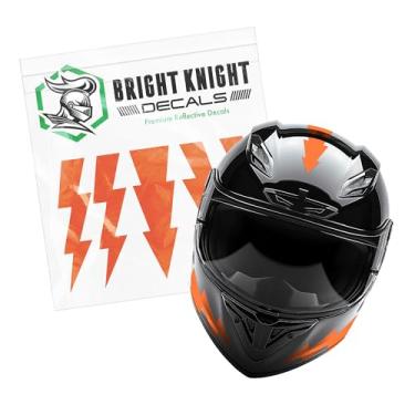 Imagem de Adesivos de relâmpago refletivos Bright Knight (laranja, pacote com 1) - Adesivos retrorrefletivos de capacete premium 3M para bicicletas, motocicletas, laptops e mais - Decalques de relâmpago para