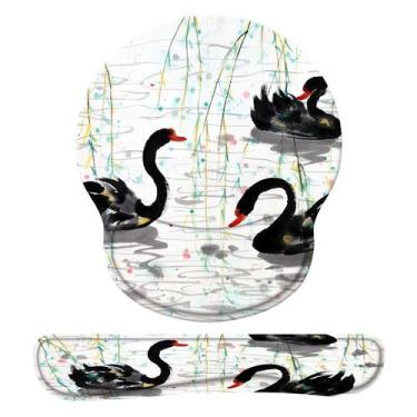 Imagem de Mouse pad com apoio de pulso Swan Design em estilo aquarela - yiweisai
