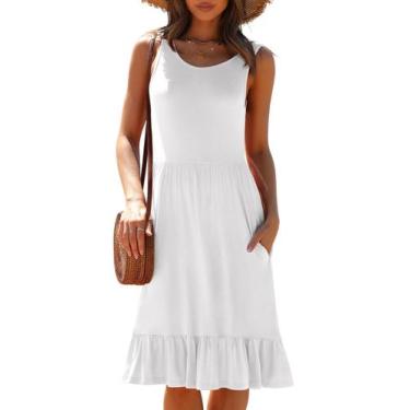 Imagem de Vestido feminino LILBETTER casual sem mangas de verão com bolsos