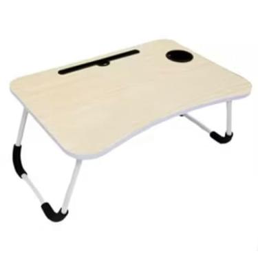 Imagem de ￼Mesa Preto Dobrável De Madeira Portátil Para Estudo notebook Utilidades Branco