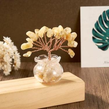 Imagem de Árvore de cristal de quartzo, árvore da vida, fio de cobre, pedra preciosa curativa, Feng Shui, árvore de dinheiro para decoração de mesa de escritório em casa, riqueza, boa sorte, presente