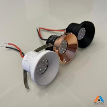 Imagem de Kit 8 Mini Spot Embutir Recuado Cobre 3cm Led 3w 3000k Bivolt Cor Cobr