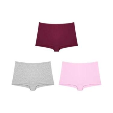 Imagem de Boxer Feminino Sem Costura - Kit 3 Peças em Algodão, BR-G, Conjunto 11