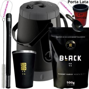 Imagem de Kit Completo Tereré Garraga Pávia + Black Erva Mate + Copo Térmico de 