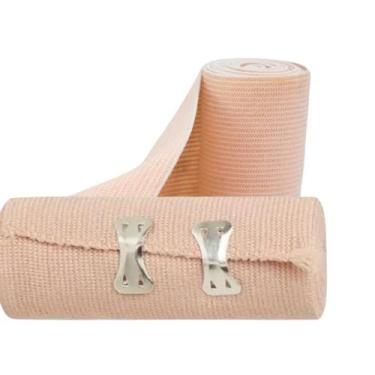 Imagem de Kit 2 Atadura Elástica 10cm x 2,00m Faixa Compressão Bandagem Varizes 