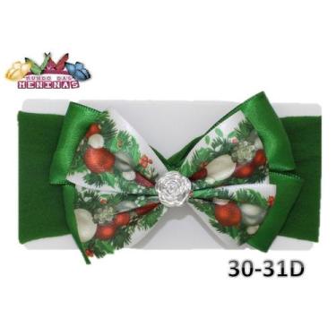 Imagem de 1 Faixa Cabelo Com Laço Infantil Bebe Meia De Seda Natal Natalina - mu