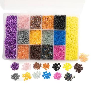 Imagem de Kit Passante Pitanga 6mm 1400pçs Miçangas Cores + Caixa Divisória Biju