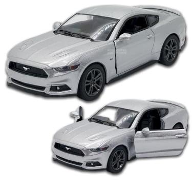 Imagem de Miniatura de carro Ford Mustang Gt 2015 13 Cm, Em Metal, abertura de portas laterais, rodinhas em borracha com fricção, Carrinho de ferro em miniatura colecionável (Prata)