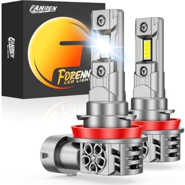 Imagem de forenner Lâmpadas Fahren H11/H9/H8 atualizadas, 30000LM 800% mais brilhante, tamanho 1:1, branco frio 6500K, pronto para CANbus, lâmpada de neblina Plug-N-Play H11 H9 H8 com ventilador de resfriamento