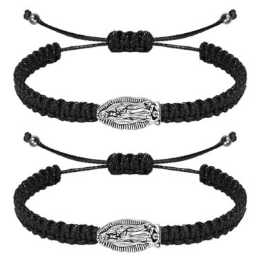 Imagem de Weyuley 2 pulseiras católicas, presentes de medalha de São Bento, pulseiras católicas ajustáveis, presentes religiosos para homens, mulheres, aniversário, feriado, Adjustable, Nylon, Sem Pedra