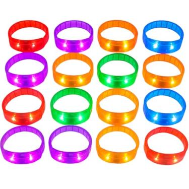Imagem de Pulseiras LED Reativas à Música, para Festas, Shows e Eventos, Multicoloridas com Luzes Piscantes Sincronizadas, Kit 10 unidades (10)