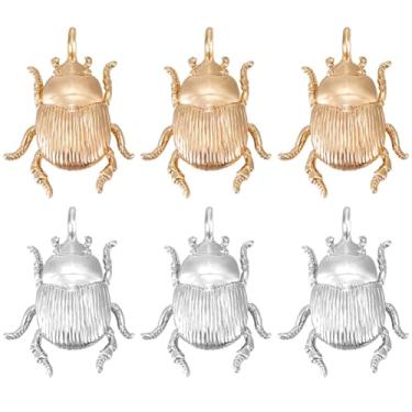 Imagem de Beebeecraft 1 caixa, 10 peças, pingentes de insetos, banhado a ouro 18 K, latão banhado a platina, metal antigo, animais antigos, berloque em forma de besouro voador para fazer joias, pingentes, colar