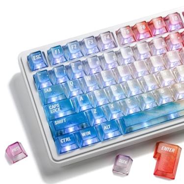 Imagem de Hkfos XVX Teclas transparentes coloridas, teclas transparentes 60 75 100 por cento, 119 teclas Afterglow Through Conjunto de teclas para teclados mecânicos Cherry MX Gateron Switches (apenas teclas