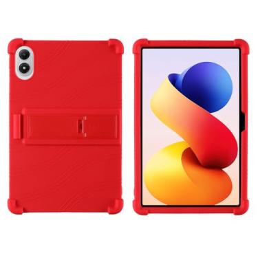 Imagem de QYiiD Capa para Xiaomi Redmi Pad 2 Pro 12,1 polegadas 2025, capa de silicone leve para crianças, macia, proteção dobrável, com suporte, vermelha