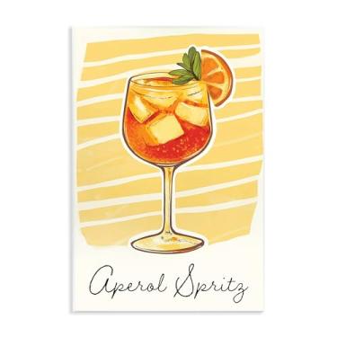 Imagem de Stupell Industries Arte de placa de parede Aperol Spritz e listras amarelas, design por Heidi Kuntz, 48 x 33