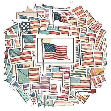 Imagem de 70 peças, bandeira americana, patriótica, nacional, vintage, rústico, histórico, tradicional, para celular, laptop, scrapbook, bicicleta, guitarra, faça você mesmo, skate, laptop, bagagem, decoração