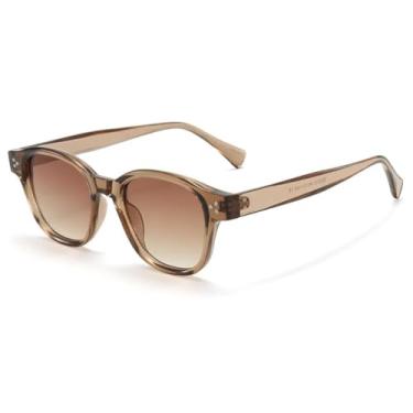 Imagem de Óculos de sol femininos com lentes transparentes, tendência masculina, vintage, rebites, punk, feminino, UV400 (marrom)