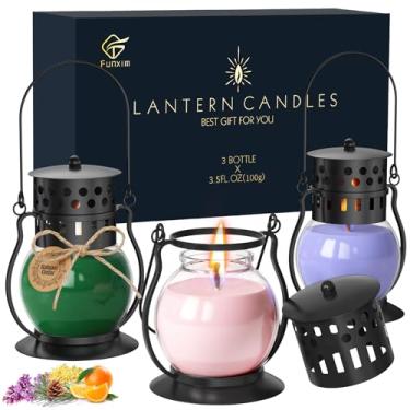 Imagem de Velas perfumadas, conjunto de presente de 3 peças de velas para mulheres, cera de soja aromaterapia velas em mini lanterna, para dia das mães, natal, dia dos namorados, ioga