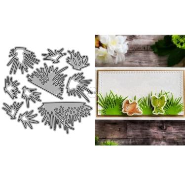 Imagem de DzIxY Combinação de matrizes de corte de metal de renda de grama para kit de fabricação de cartões, papel em relevo, recortes, scrapbook, máquina, estêncil, bolsos de armazenamento, suprimentos