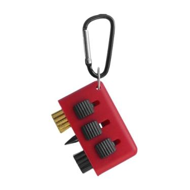 Imagem de oshhni Escova de limpeza de tacos de golfe, 3 em 1, fácil de usar, multiuso, retrátil, limpador de ranhuras de tacos de golfe para garagem, Vermelho