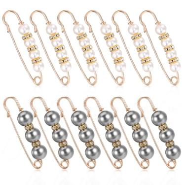 Imagem de Guduling 12 pinos de pérola para roupas, 2 estilos de broche de pérola, 2 tamanhos de broche de pérolas da moda para mulheres, broche de xale grande para mulheres, roupas, calças, acessórios de saia