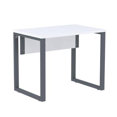 Imagem de Mesa Escritório P25 Tub Pandin 90 Cm Largura Tampo Mdp Branco Pé Aço Tubular Grafito