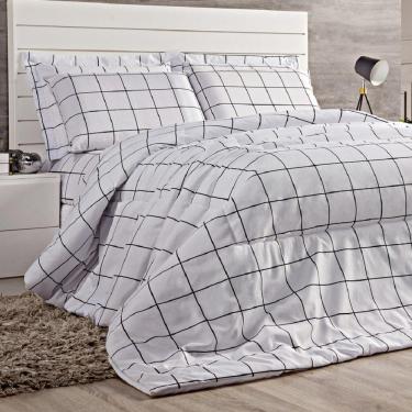 Imagem de Cobre Leito Solteiro Lines Micropercal 180 Fios 2 Peças - Branco