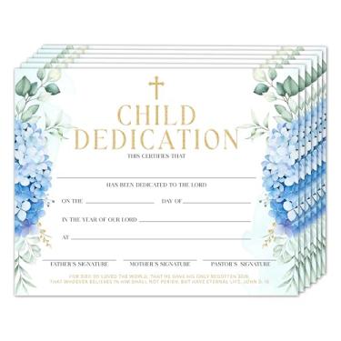 Imagem de Certificado de batismo para igreja, certificado de dedicação de bebê de hortênsia azul, presentes de prêmio de batizado para bebês meninos meninas, suprimentos de decoração de festa de chá de bebê