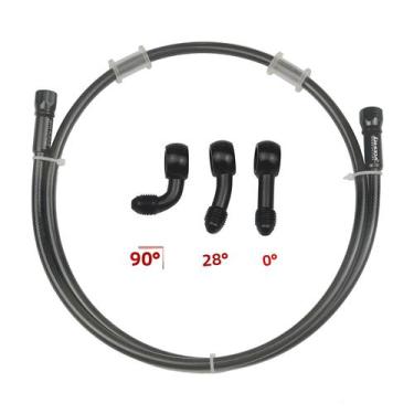 Imagem de Mangueira De Freio Trançada AN3 Transparente Preta Para Motocicleta, T