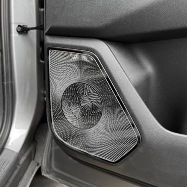 Imagem de 4 peças de capas de acabamento de alto-falante de porta interna cromada estilo aço inoxidável capa de alto-falante de porta interior de carro compatível com acessórios Chevy Equinox 2025-2026 (preto)