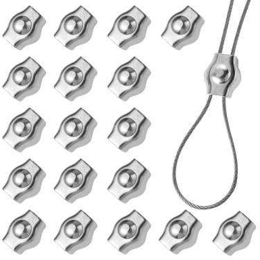 Imagem de GZXUNFA Grampo de cabo de corda de fio M3, grampos de cabo simples de parafuso único de aço inoxidável 304 (18 peças), grampos de fio de 1/8 polegada para fios de 1,5 mm-3 mm/cabos de aço inoxidável