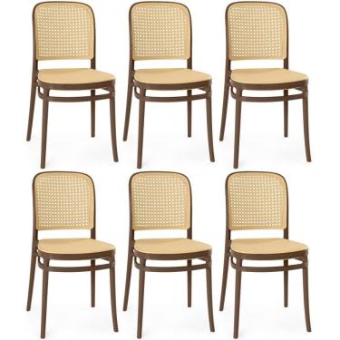 Imagem de Kit 6 Cadeiras De Jantar Roma Para Sala E Cozinha - Marrom