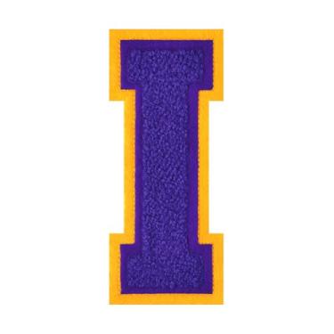 Imagem de 1 Patch de letra de chenille roxo de 11,4 cm – Adesivos do alfabeto para roupas, jaquetas, mochilas, chapéus para decoração personalizada, nome personalizado e artesanato. (I)