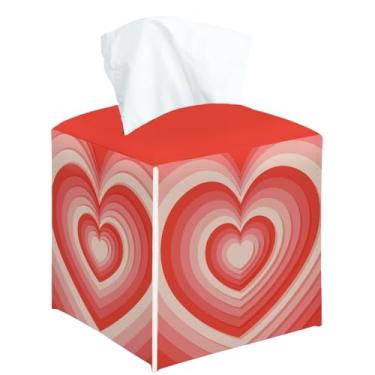 Imagem de Caixa de lenços quadrados de coração vermelho, suporte de caixa de lenços decorativa vermelha para quarto, banheiro, cozinha, escritório, bancada, organizador de papel facial de couro -13