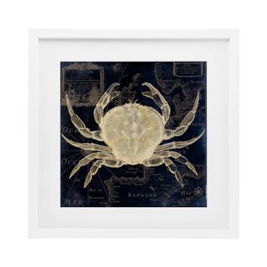 Imagem de Stupell Industries Contorno de caranguejo sobre mapa de bétula impressão emoldurada sob vidro, design por Sasha, 13 x 13