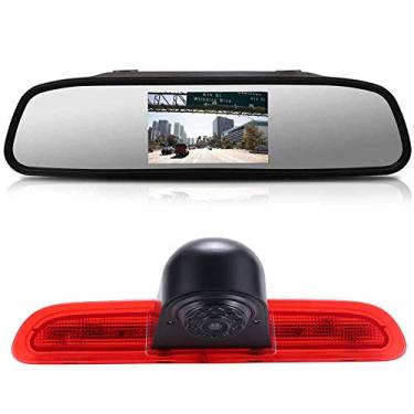 Imagem de Câmera de ré CMOS com lente de 12 mm + luz de freio retrovisor de carro de 11,3 cm, câmera de ré para caminhonete HiAce H200 MK5 Van LWB Trh Kdn 2004-2014