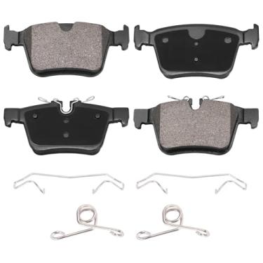 Imagem de HECHENQICHE Pastilhas de freio traseiras de cerâmica com kit de ferragens para Volvo XC90 S60 XC60, V60 V90 Cross Country para Jaguar XF XE E-Pace, para Land Rover Discovery Sport Range Rover para