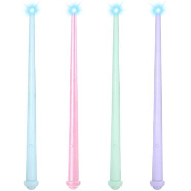 Imagem de Sumind 4 varinhas iluminadas, varinhas mágicas de feiticeiro de luz e som, varinha de bruxa iluminadora, acessório de fantasia para lembrancinhas de festa de aniversário de Natal (rosa, azul, roxo