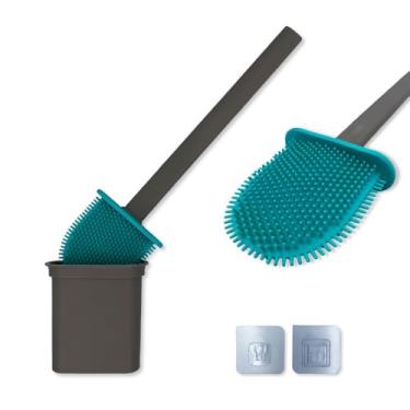 Imagem de Escova Sanitária de Silicone para Vaso Sanitário com Suporte, Escova Redonda de Limpeza Vaso Privada Banheiro,Antibacteriana Durável Flexível Higiene Completa