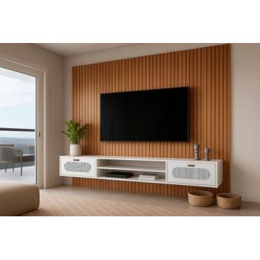 Imagem de Rack Suspenso 180cm Com Painel 230 cm De Largura Todo Em MDF - Jasper 