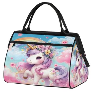 Imagem de Bolsa pequena para o fim de semana para mulheres e homens, com autismo, colorida, dobrável, para viagem, bolsa esportiva leve para academia, Cor: 30, 15.2*8.3*11.6 inch, Moderno