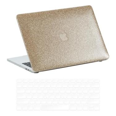 Imagem de Miloocul Compatível com MacBook Pro 16 A2780/A2991/A3403/A3186/A3402 2021-25 capa rígida de couro brilhante com capa de teclado (dourado, MacBook Pro 16 A2780/A2991/A3403/A3186/A3402) 2021-25