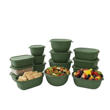 Imagem de Kit Potes Herméticos de Plástico com Tampa – Empilháveis e Resistentes para Alimentos(VERDE OLIVA)