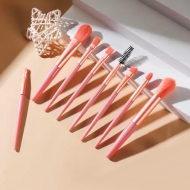 Imagem de Conjunto de 8 pincéis de maquiagem, sombra, blush, portátil, conjunto completo de cabelo macio, corretivo de cabeça redonda, delineador de beleza