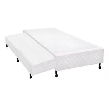 Imagem de Cama Box Base c/Auxiliar Universal Solteiro Poli Tecido White (88x188x