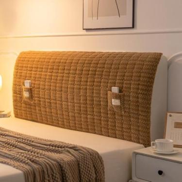 Imagem de Capa de cabeceira de cama, almofada de cabeceira de cama, protetor acolchoado e espesso à prova de poeira, poliéster macio e respirável, para decoração de quarto de dormitório - curry||180 cm [65 cm