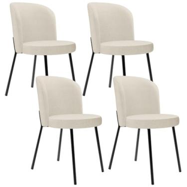 Imagem de Kit 4 Cadeiras Sala de Jantar Estofada Gavi L02 Linho Champagne - Lyam Decor