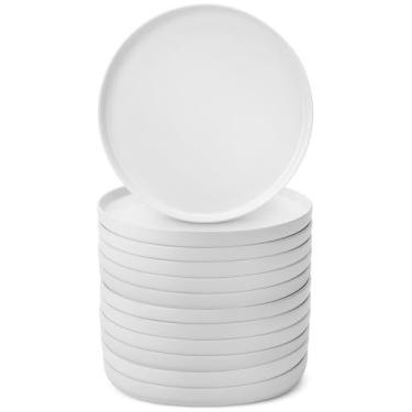 Imagem de Pratos de sobremesa brancos BTaT, conjunto com 12, pratos de cerâmica pequenos de 20,8 cm para aperitivos