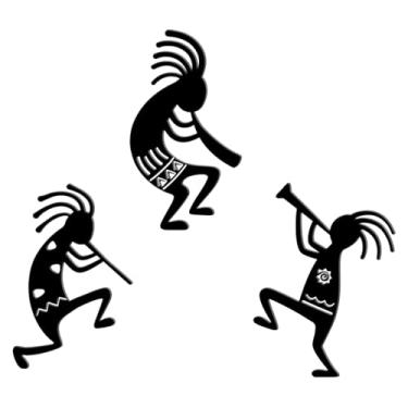 Imagem de Zzbakress Arte de parede Kokopelli Kokopelli decoração de parede sudoeste decoração de parede decoração nativa americana esculturas de parede de metal para decoração de casa sala de estar banheiro