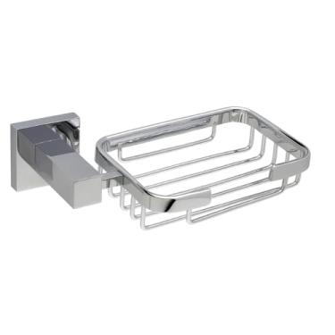 Imagem de Saboneteira Metal Cromado Prata Inox Banho Suporte Porta Caixa Sabonete Box Banheiro saboneteira para banheiro